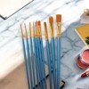 Unique Bargains Paint Brush Setfor Watercolor Nylon Bristles with Aluminum Ferrule and Wood Shaft 10 Pcs - 2 of 3