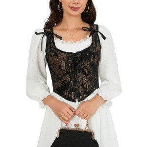 BLUEMING Bustier Tops for Women Vintage Floral Front Lace Up