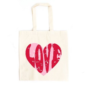 City Creek Prints Pink Love Heart Distressed Canvas Tote Bag - 15x16 - Natural - 1 of 2