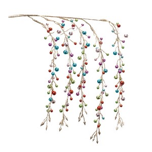 Hanging Bead Spray Set of 2 Gold and Pink Holiday Stems 12 Inch Height Christmas Decor By Melrose - 1 of 3