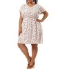 Women's Plus Size Floral V Neck Flare Sleeve Elastic Waist Casual A Line Midi Dresses - Agnes Orinda - 2 of 4