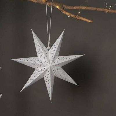 SEVOBAL Tree Ornaments Handmade Paper Star Decor, 60cm Festive Hanging Ornament for Christmas and Winter Celebrations, White, 24.6"*2"*24.6"