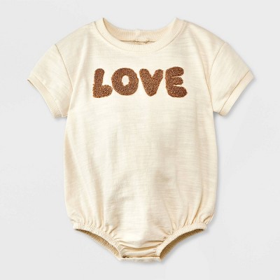 Image of Grayson Mini Baby Kids' Love Graphic Romper - Off-White 0-3M