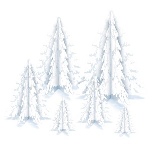Beistle 3-D Clear Plastic Winter PineTree Ctrpcs, 4"-12.5", (6/Pkg) Multicolored - 1 of 4