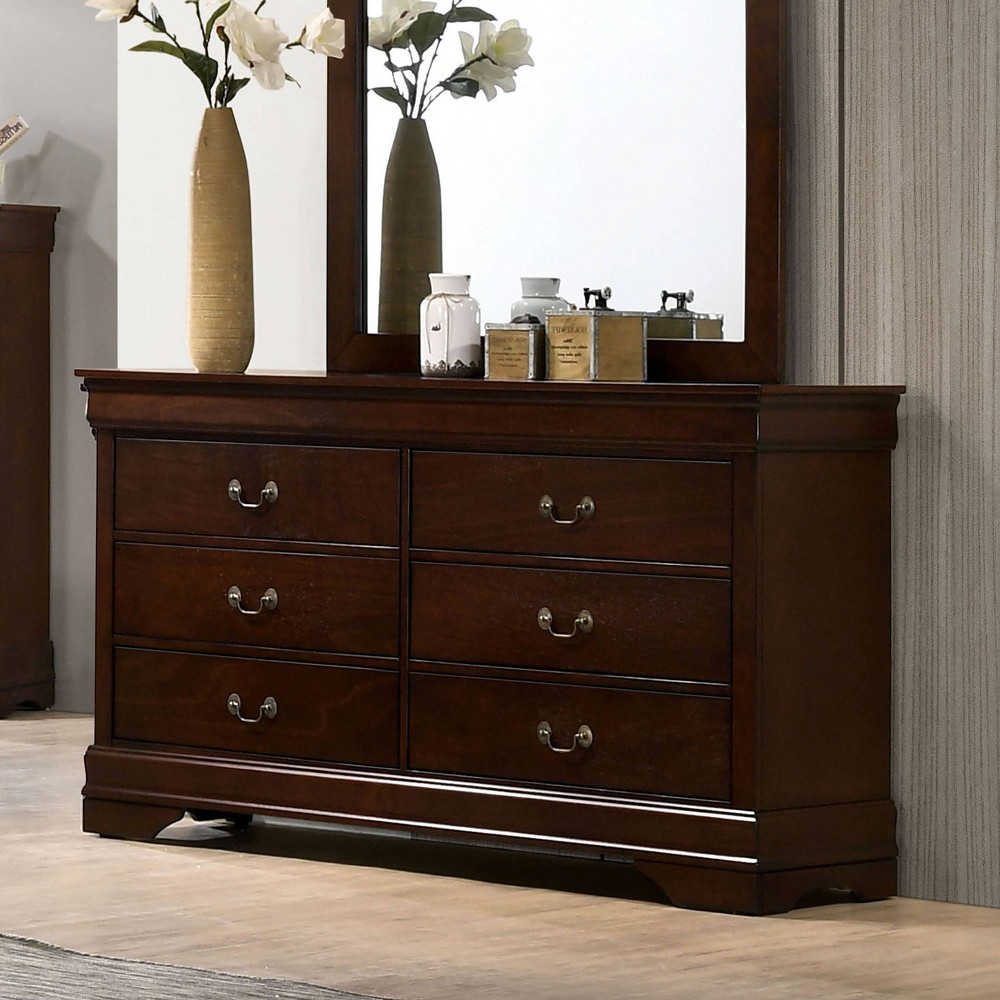 Sliver 6 Drawer Dresser Cherry - HOMES: Inside + Out: Transitional Style, Wood Veneer, Metal Hardware