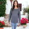 Anna-Kaci Women's Cross Stitching Textured Relaxed Fit Pullover - 3 of 4