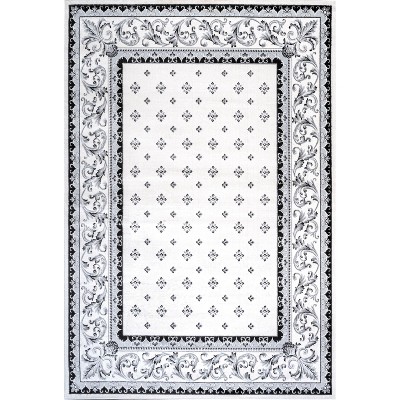 Cream and Light Gray Reversible Synthetic Area Rug