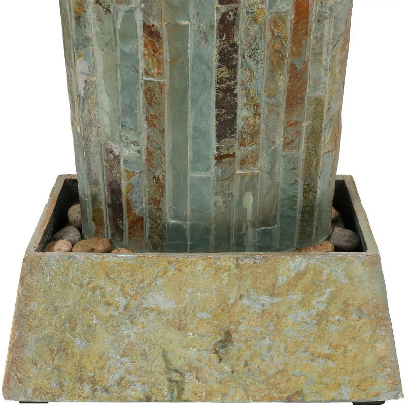 Sunnydaze 49"H Electric Natural Slate Tower Column Indoor/Outdoor Water Fountain with LED Light, 5 of 11