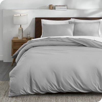 Full/Queen Light Grey Organic Cotton Jersey Duvet Cover Set