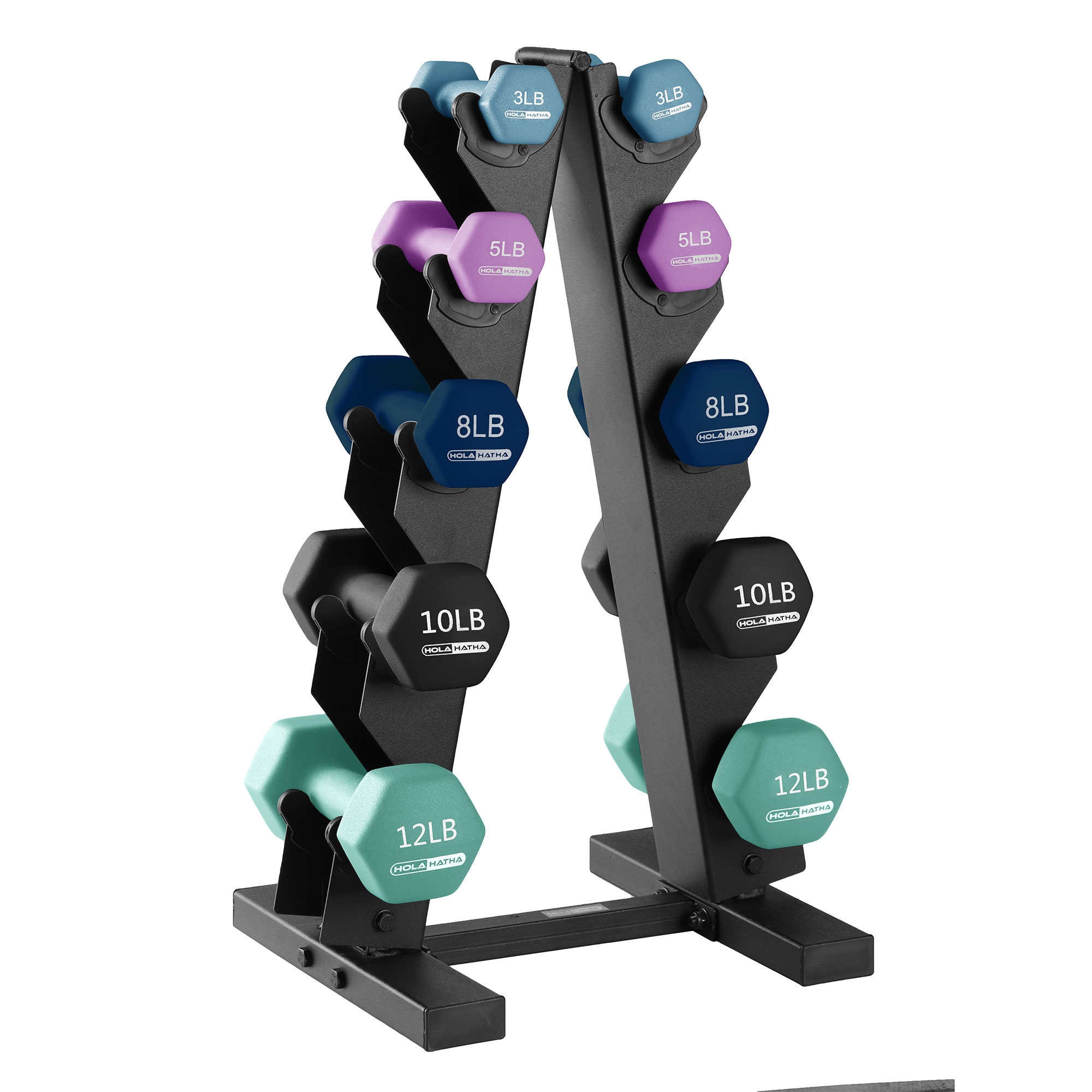 HolaHatha Dumbbell Weight Set with Storage Rack