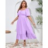 Plus Size Summer Dress for Women Square Neck Casual Boho A Line Maxi Dress - 3 of 4