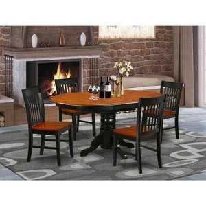 HomeStock 5Pc Oval 42/60 Inch Dining Table With 18 In Self Storing Butterfly Leaf And Four Wood Seat Chairs - 1 of 3