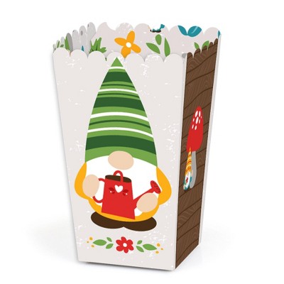 Big Dot of Happiness Garden Gnomes - Forest Gnome Party Favor Popcorn Treat Boxes - Set of 12