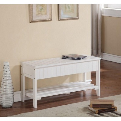 NicBex 35.5" Shoe Bench,Modern Ottoman with Storage Space and Open Shelf for Living Room,Entryway