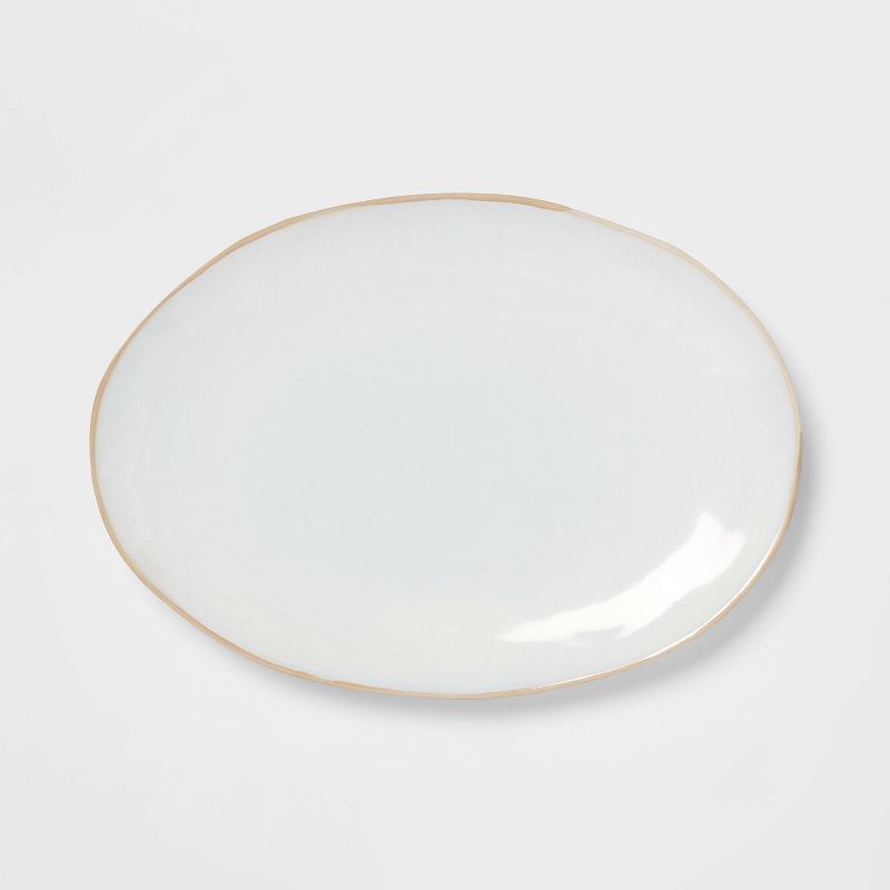 15&#34; x 11&#34; Stoneware Wethersfield Serving Platter White - Threshold&#8482;, 3 of 4