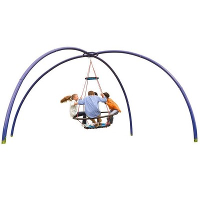 HearthSong - Large Vortex Spinning Ring Swing and Sky Dome Arched Stand Set for Kids Active Outdoor Play