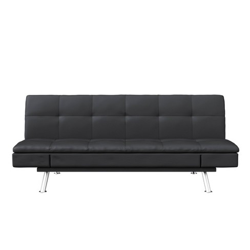 Noell Faux Leather Futon Sofa Bed Black - Serta