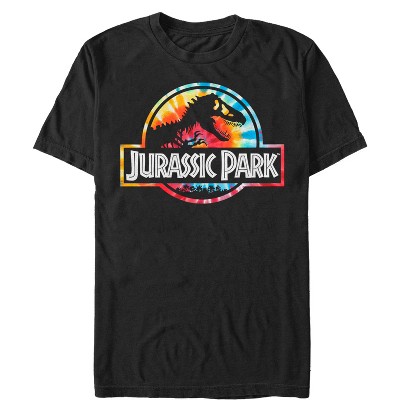 Men's Jurassic Park Groovy Tie-Dye Logo T-Shirt - Black - Large