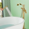 Cobbe Floor Standing Bathtub Faucet with Waterfall Swivel Spout and Handheld Shower Single Handle Freestanding Bathtub Fill Faucet Brushed Gold - 4 of 4