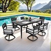7-Piece Outdoor Dining Set, 6 Swivel Rockers and Marble-Look Sintered Stone Top Dining Table, Aluminum Chairs with Foam Cushions-Coolbibila - 2 of 4