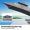 Pellebant 10'x 12.5' Patio Cantilever Umbrella UV30+ Double Top High-strength Aluminum Pole with 360°Rotation 5 Heights Adjustable - 4 of 4