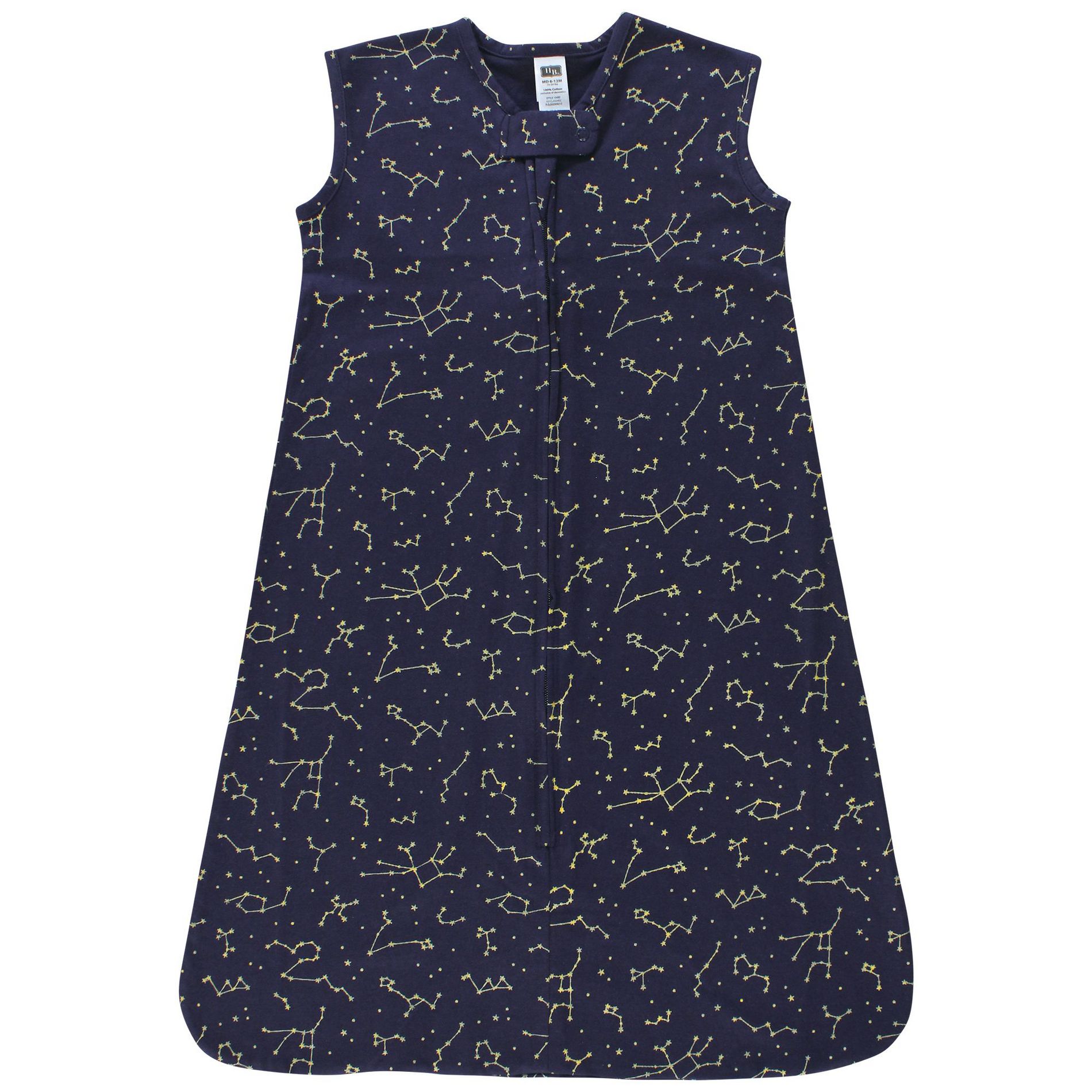 Hudson Baby Cotton Sleeveless Wearable Sleeping Bag, Sack, Blanket, Navy Constellation, 0-6 Months
