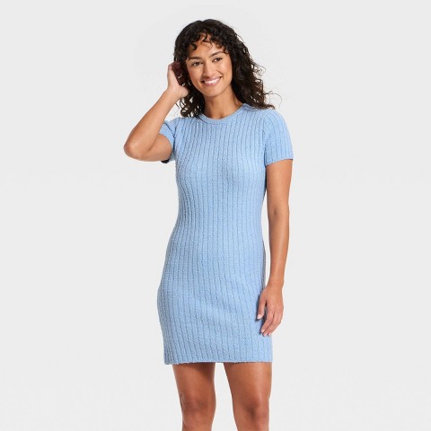 Женские платья Universal Thread Women's Short Sleeve Rib Mini Sweater Dress - Universal Thread™ Oatmeal M