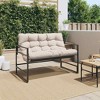 vidaXL Patio Bench with Cushion - Steel Frame, Textilene Fabric, Taupe Cushion, 44.5"x26.4"x29.9" - Garden, Patio, Deck, Outdoor Seating - 3 of 4