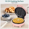 YASHE Mini Waffle Maker, 550W Waffle Iron, Ready Indicator Light, Cool Touch Handle, Non Stick Coating, Compact Size - 3 of 4