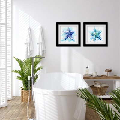 Americanflat Sea Blue Starfish - Set of 2 Framed Prints by Sam Nagel