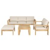 Christopher Knight Home Norman 4 Pieces Outdoor Slat Design Acacia Wood Upholstered Seating Set - 2 of 4