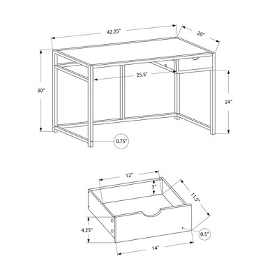 Compact Industrial White Metal & Laminate Home Office Desk with Drawer