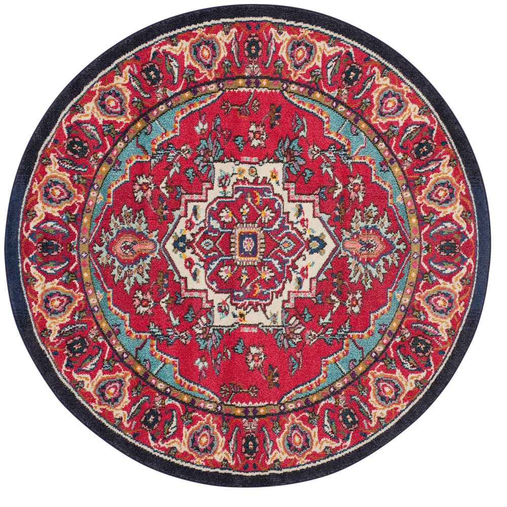 5' Medallion Round Area Rug Red/Turquoise - Safavieh