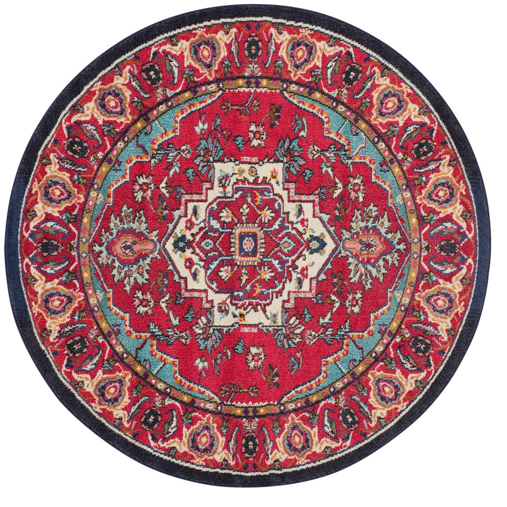 Medallion Round Area Rug Red/Turquoise