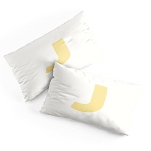 Deny Designs King April Lane Art Block Yellow Monogram J Microfiber Printed Pillow Sham - 1 of 3