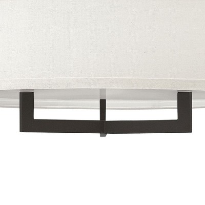 Sophisticated Buckeye Bronze 3-Light Drum Chandelier with Off-White Linen Shade