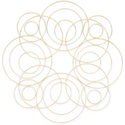 Bright Creations 24 Pack Metal Rings for Arts and Crafts, Macrame, and Dream Catchers (6 Sizes, Gold)