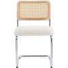 Nordlys Set of 2 Metal Dining Chairs with Cane Backs and Fabric Seats Modern Design Style Upholstery Dining Room - 3 of 4