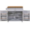 Rolling Kitchen Island with Rubber Wood Top, Storage, Spacious Drawer with Divider & Internal Rack, Adjustable Shelf Tower Rack - 2 of 4