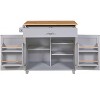 Rolling Kitchen Island with Rubber Wood Top, Storage, Spacious Drawer with Divider & Internal Rack, Adjustable Shelf Tower Rack - image 2 of 4