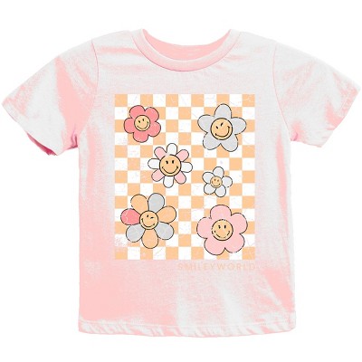 The Juniper Shop SmileyWorld Checkered Floral Distressed Youth Short Sleeve Tee