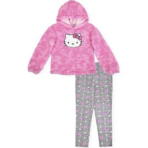 Hello Kitty Little/Big Girls’ 2-Piece High-Pile Fleece Hooded Sweatshirt & Leggings Set - 1 of 4
