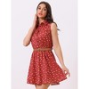INSPIRE CHIC Women's Floral Sleeveless Half Placket Mini Belted Summer Dress - 2 of 4