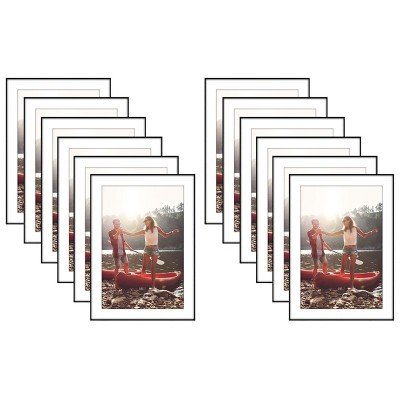 Americanflat Front Loading 5x7 Picture Frame Set with Mat for 4x6 - Perfect for Photos - 12 Pack - Black