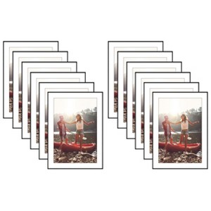 Americanflat Front Loading 5x7 Picture Frame Set with Mat for 4x6 - Perfect for Photos - 12 Pack - Black - 1 of 4