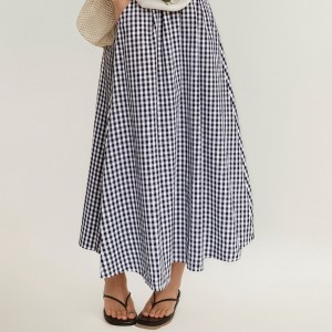 Anna-Kaci Women's Gingham Pattern Maxi Skirt with Full Gathered Silhouette and Soft Flowing Fabric Design - 1 of 4