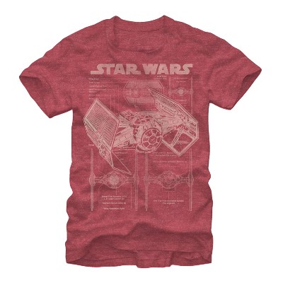 Men's Star Wars TIE Fighterprint  T-Shirt - Red Heather - Small