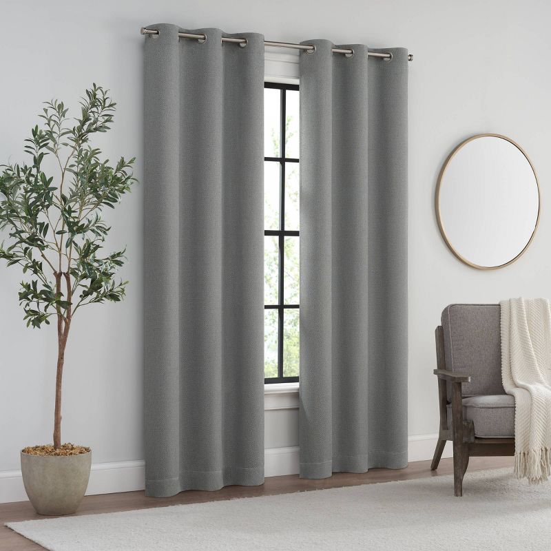 2pk Eclipse Twill Curtain Panels Gray, 2 of 6