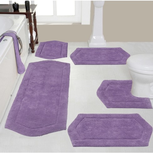 Finest Luxury Washable Nylon Shag Bath Rug, or Set in Purple - On