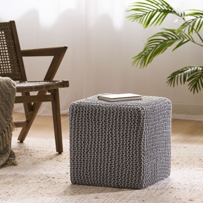Square Knitted Upholstered Footstool, Multi-Functional  Ottoman for Small Spaces, Accent Stool for Bedroom or Living Room – The Pop Home